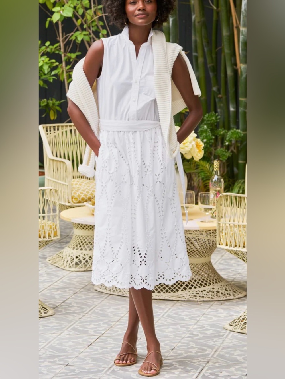 Frank & Eileen Grace White Eyelet Midi Skirt